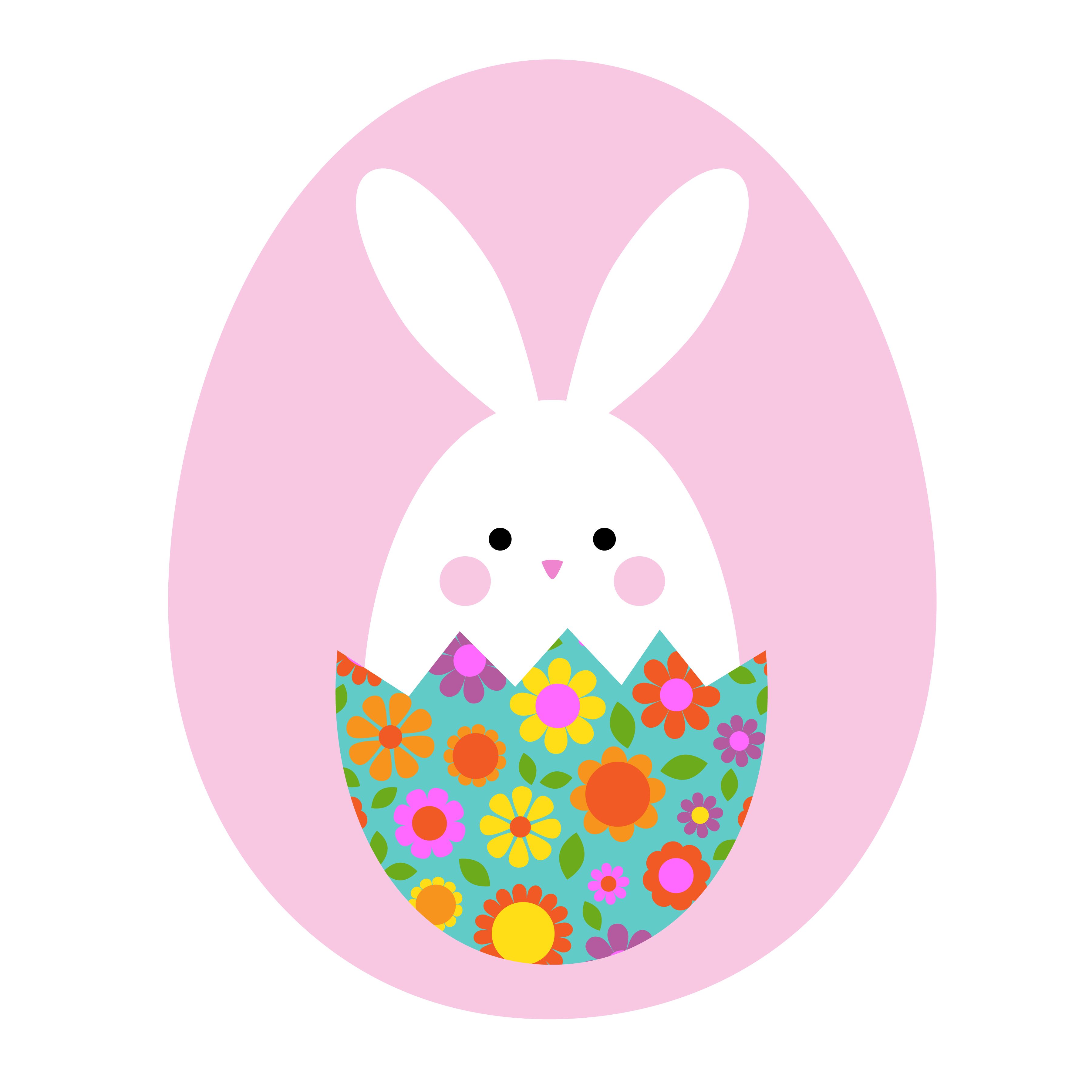cute Easter bunny in hatching floral egg Free Vectors