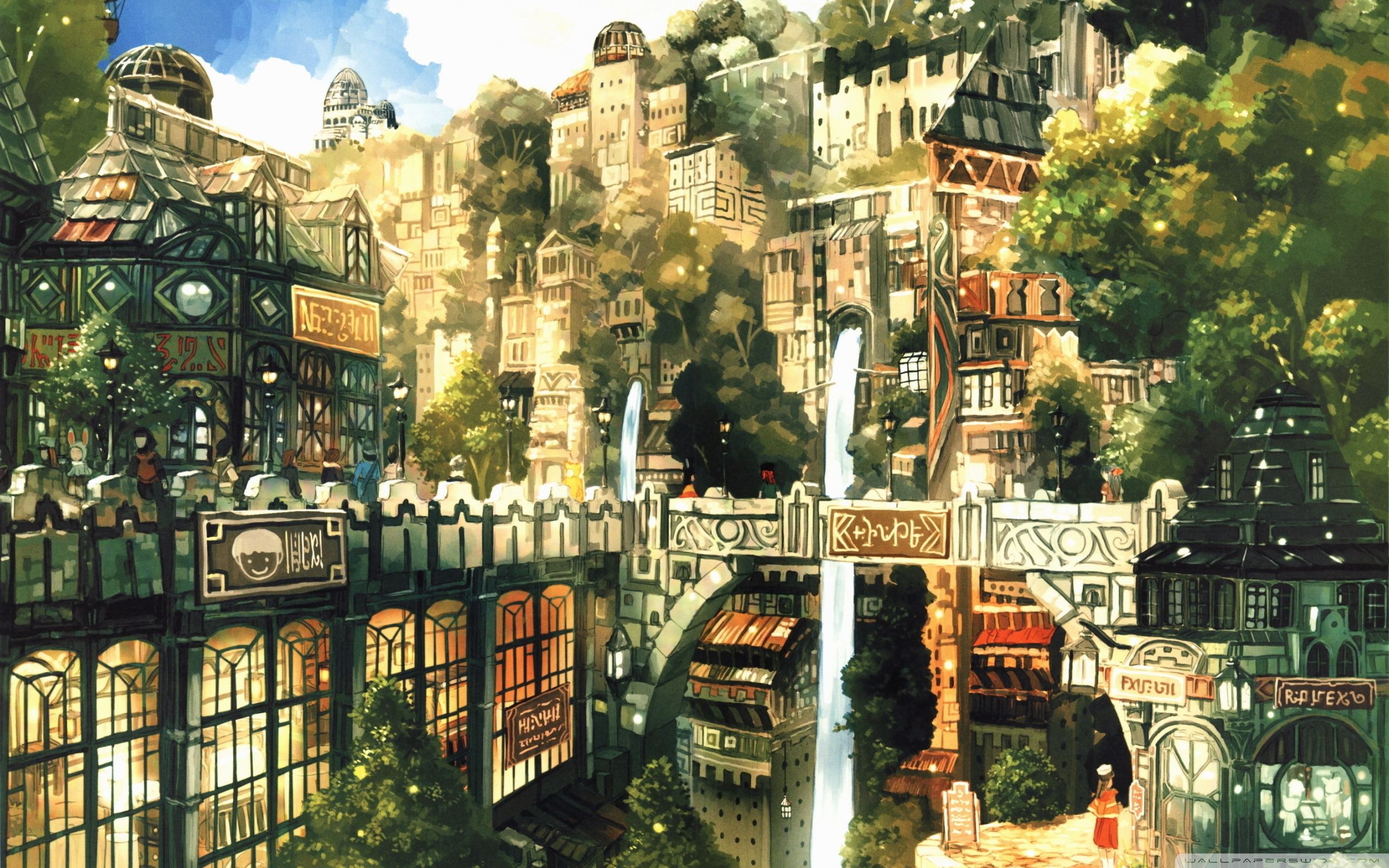 Anime City Painting ❤ 4K HD Desktop Wallpaper for • Wide & Ultra