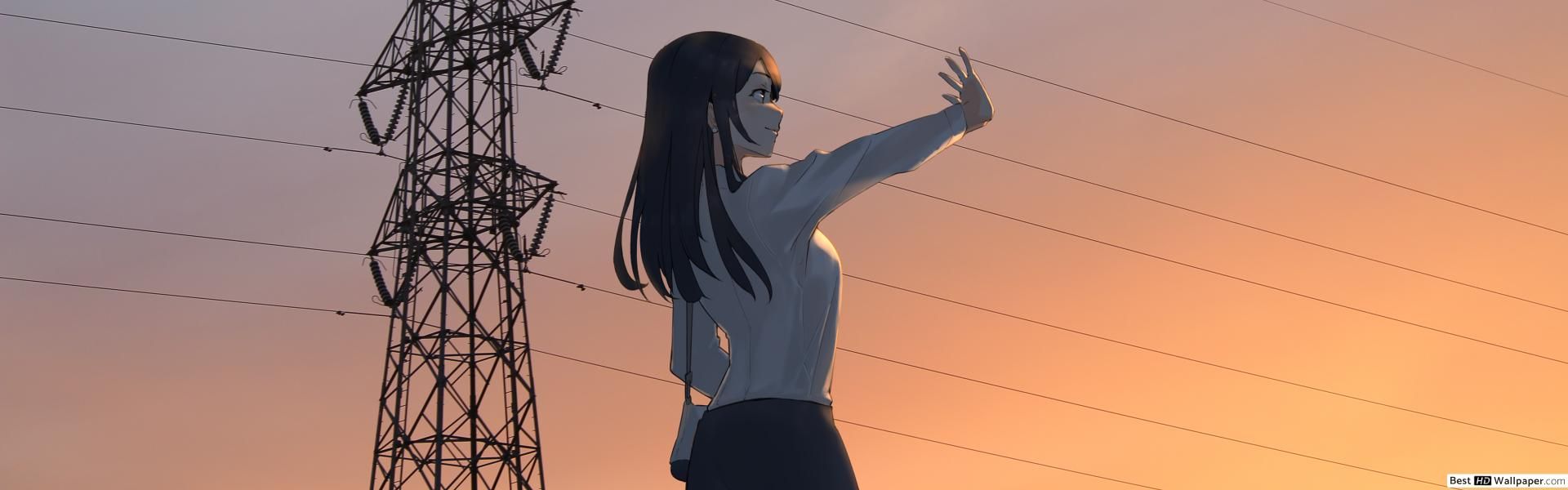 Anime girl shunned by sunset HD wallpaper download