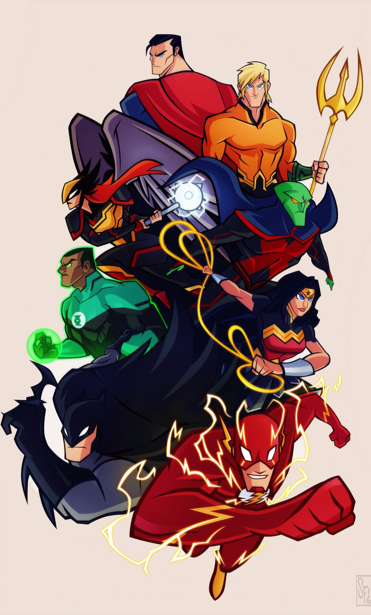 Download 1280x2120 wallpaper justice league, cartoon, dc comics