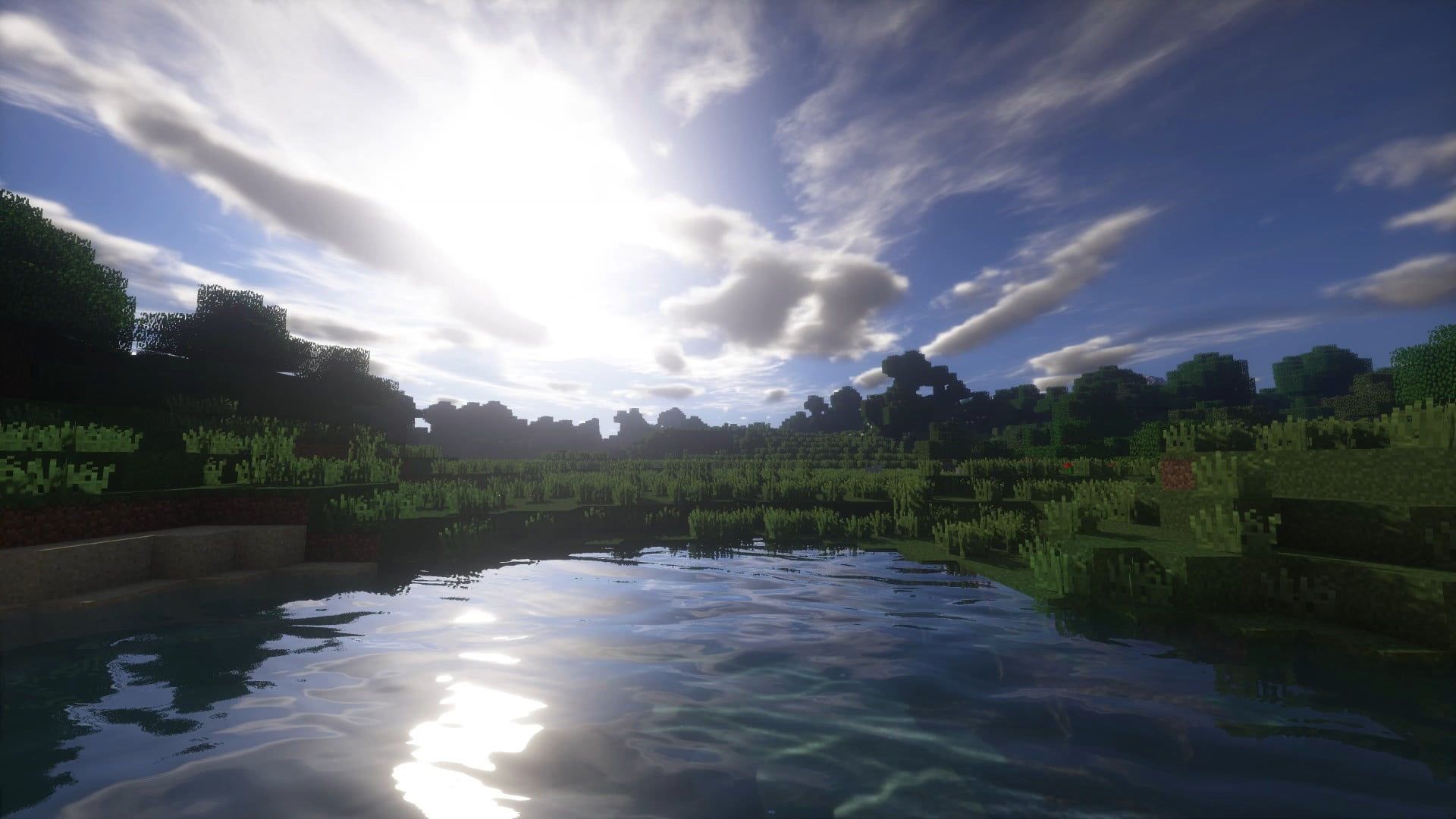 Minecraft application screenshot, landscape, Minecraft, shaders HD