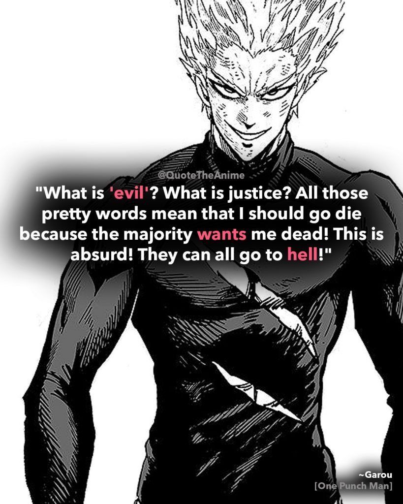 Powerful Garou Quotes Punch Man (HQ Image). One punch