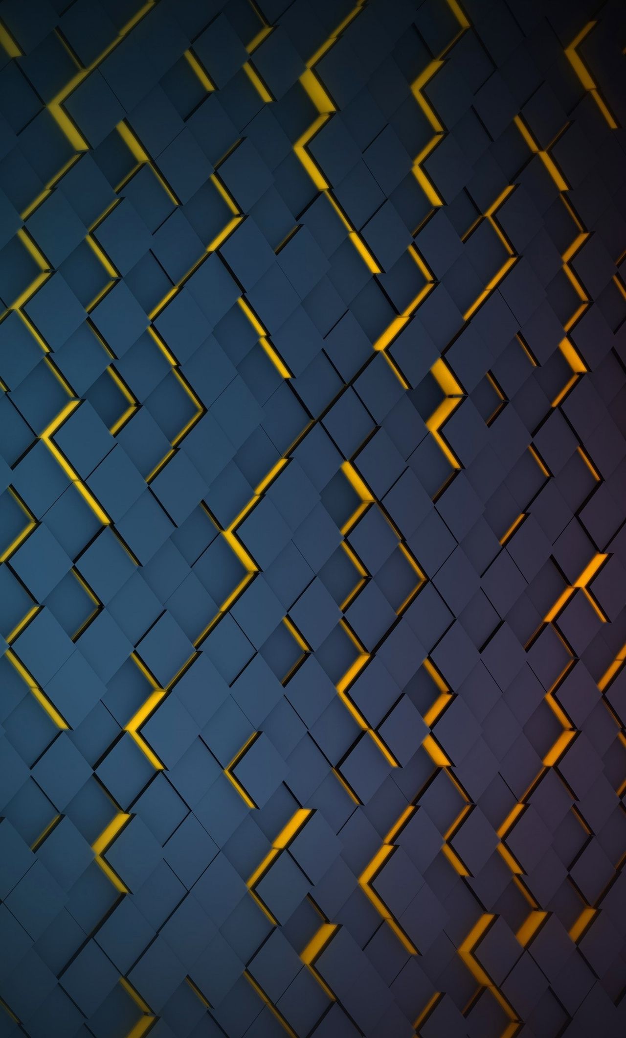 Download 1280x2120 wallpapers grid, black, pattern, yellow glow