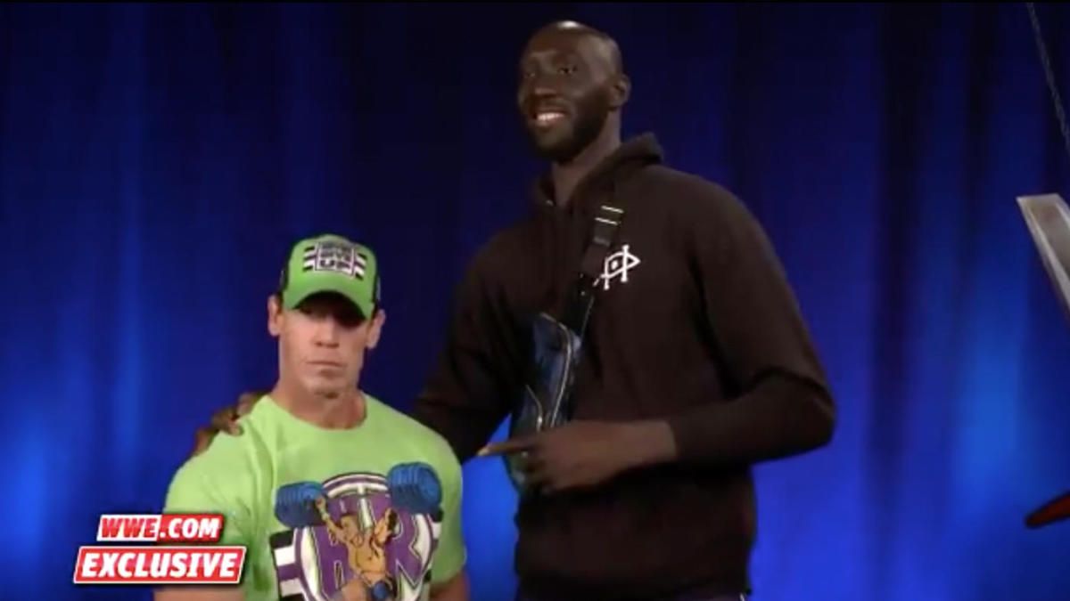 Boston Celtics' Tacko Fall meets John Cena at WWE SmackDown