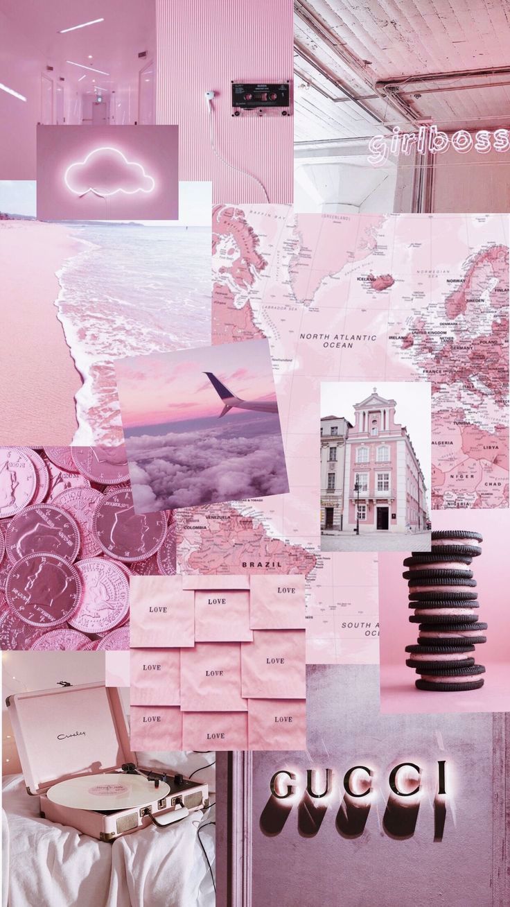 2000S Aesthetic Wallpaper Collage. Pink wallpaper iphone