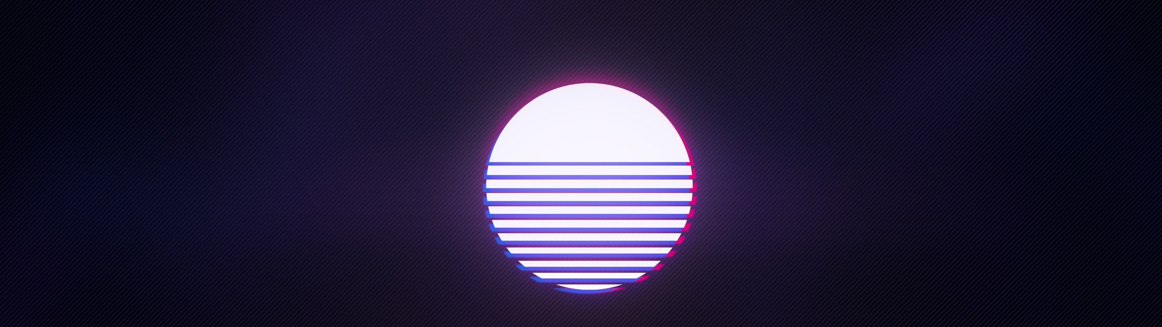 Download 3840x1080 Sun, Retro Wave, Synthwave, Music Wallpaper