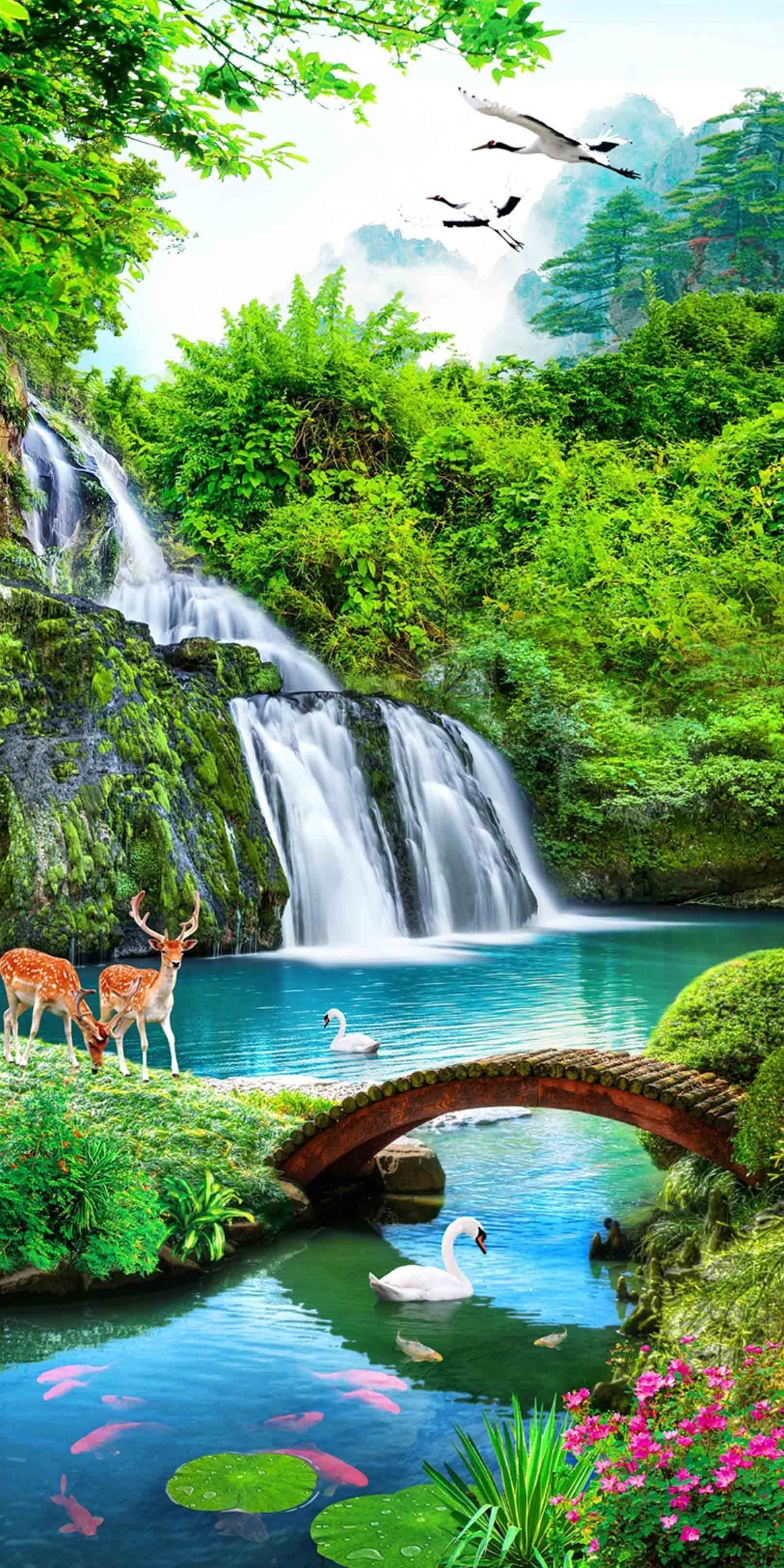 Spring Waterfalls With Baby Animals Wallpapers Wallpaper Cave