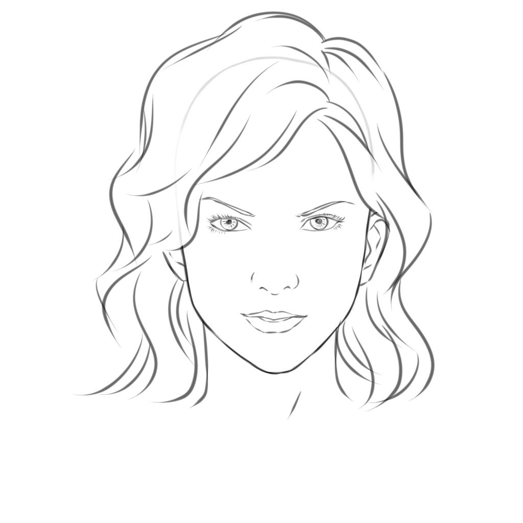 Girl Drawing Outline