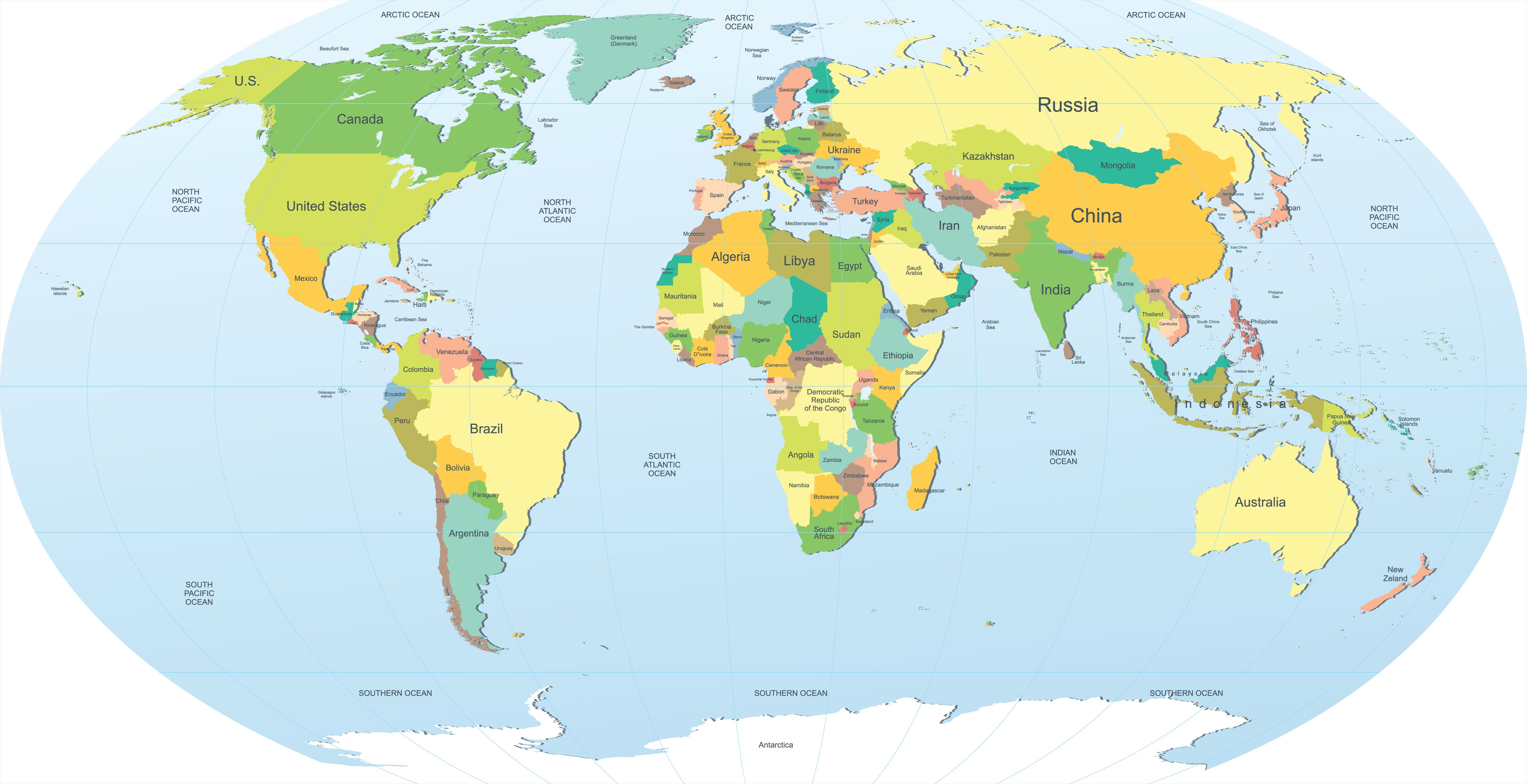 World Map With Countries Hd