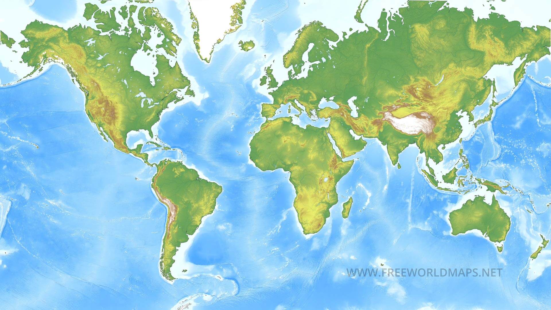 Physical World Maps, physical features of the world.