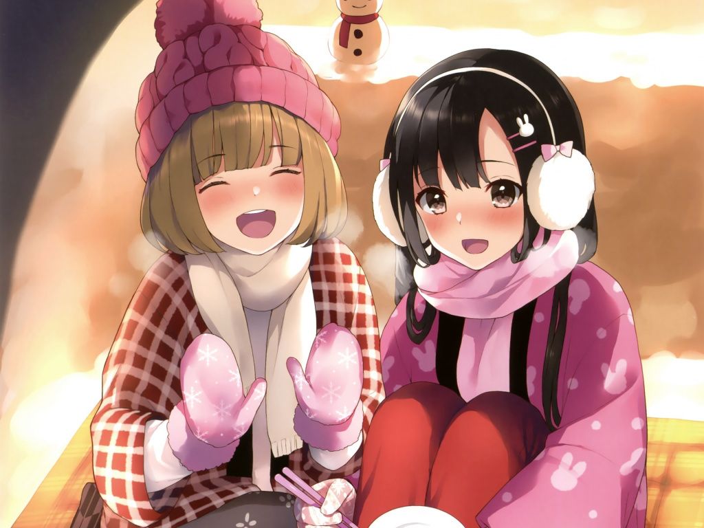 Winter, Cute Anime Girls, Friends Wallpaper Girl Anime