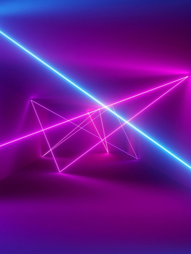 Download 768x1024 Neon Room, Lines, Laser Lights Wallpaper