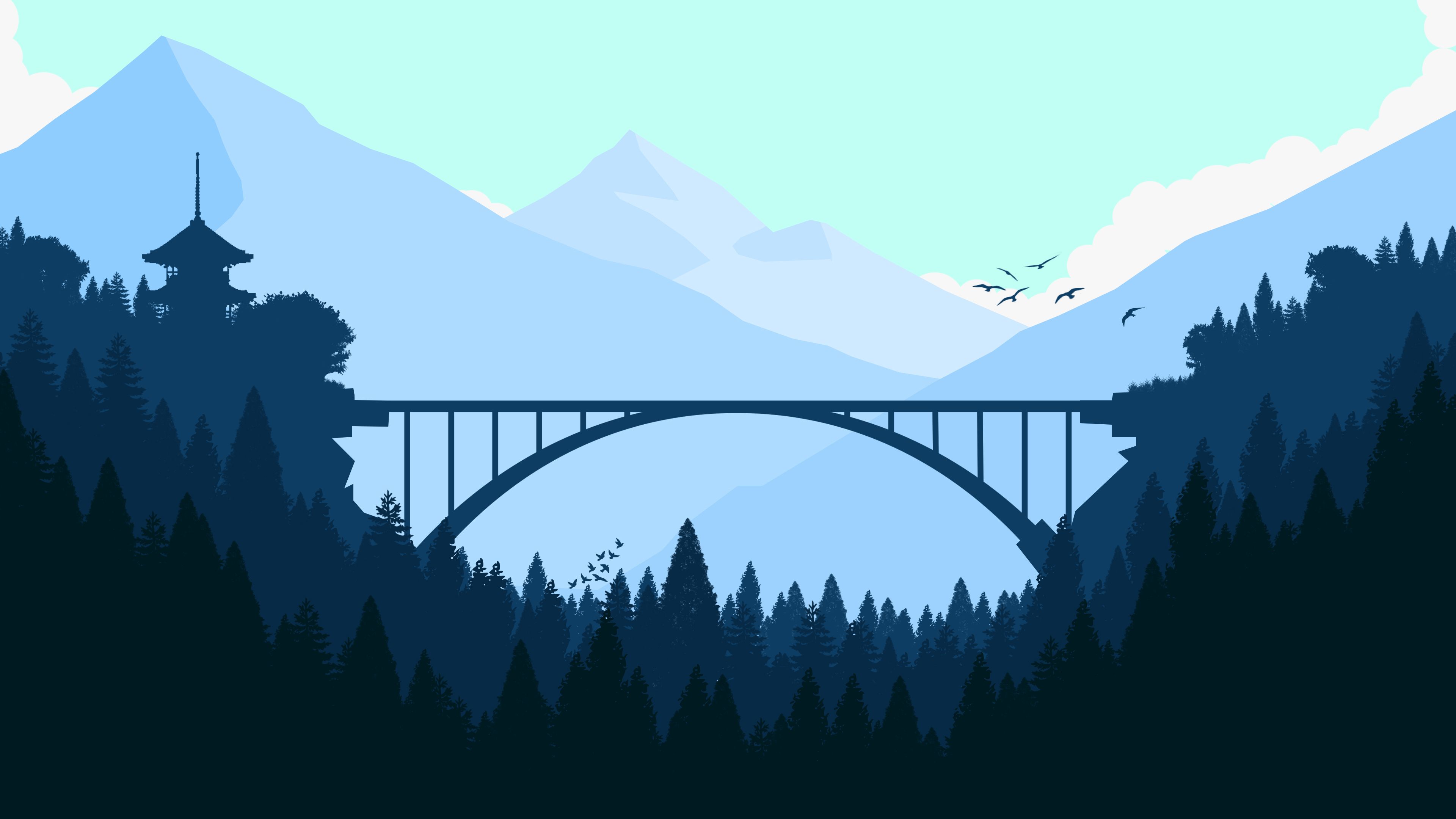 Bridge In Forest Minimalist 4k, HD Artist, 4k Wallpaper, Image