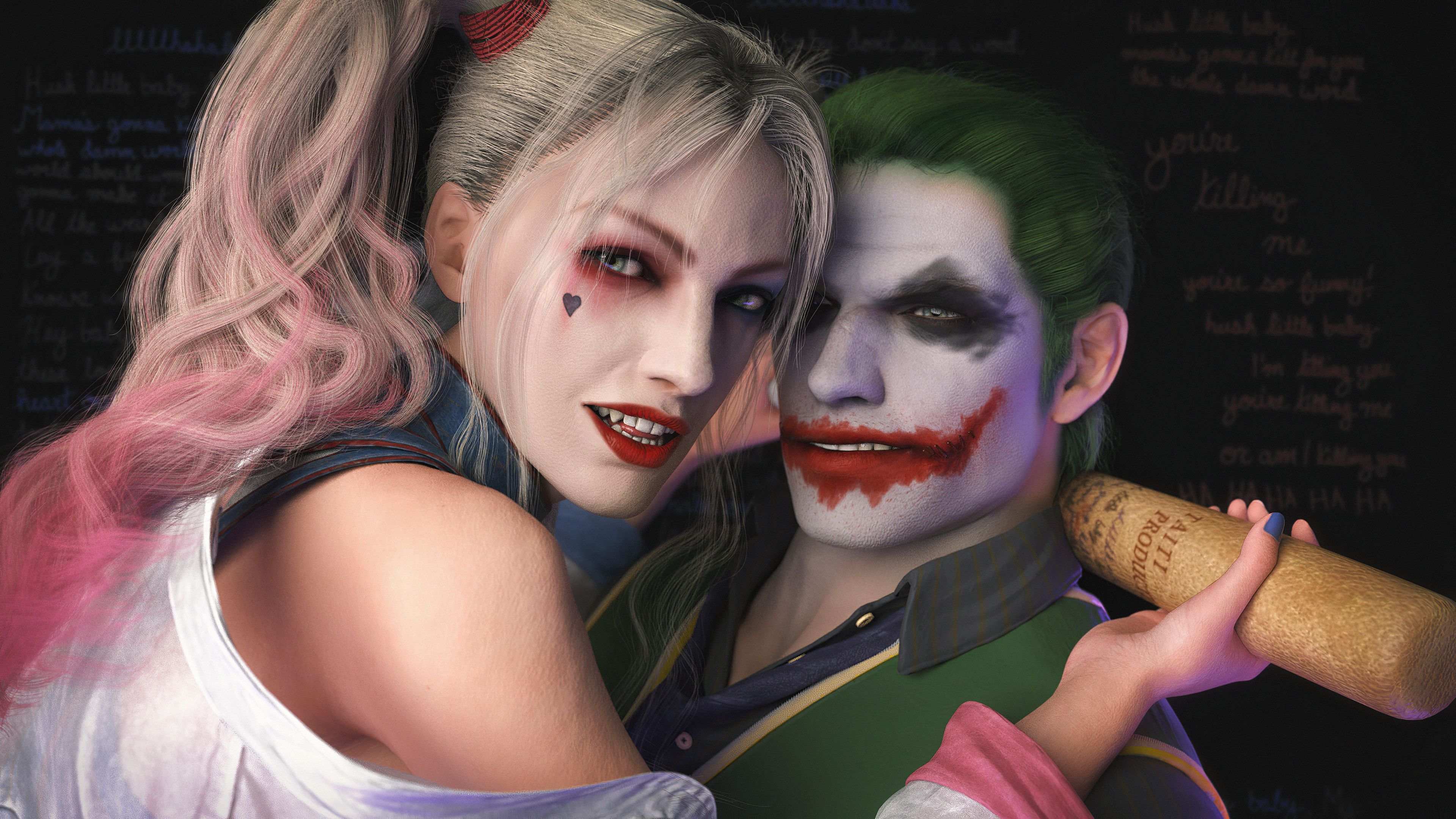 Wallpaper 4k Joker and Harley Artwork joker harley wallpaper HD 4k