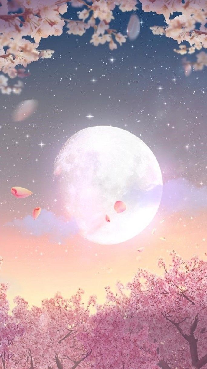 Moon light - #Light #Moon #sakura #sakura. Nature wallpaper