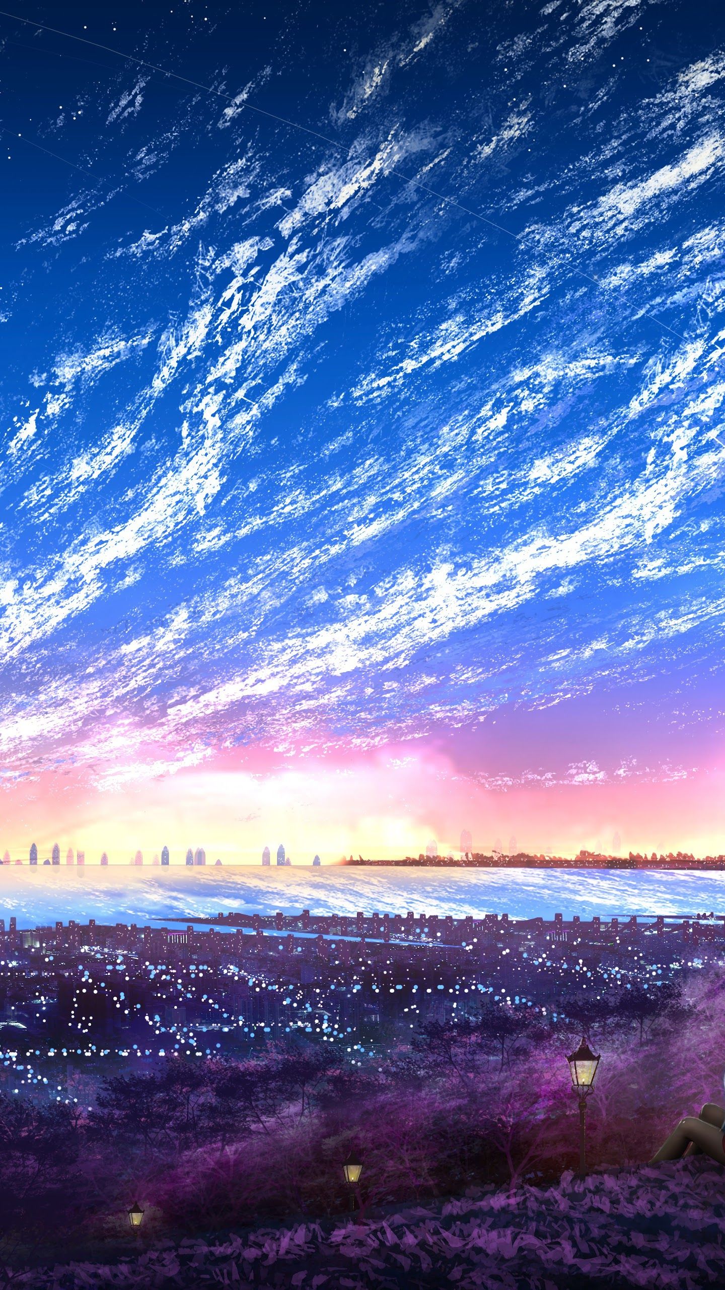 Sky, City, Scenery, Horizon, Landscape, Anime, 8k, Place