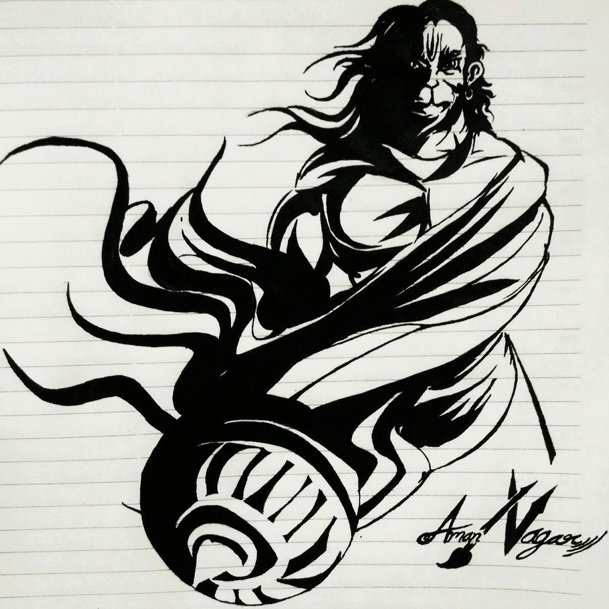 Drawing Sketch Hindu God Lord Hanuman Silhouette Outline Editable  Illustration Stock Vector by ©manjunaths88@gmail.com 564559042