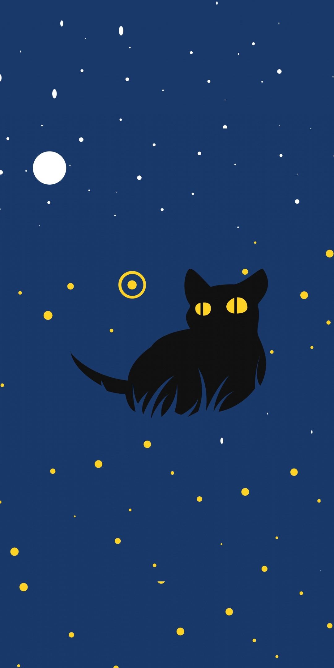 Cute, black cat, minimal art, 1080x2160 wallpaper. Art, Art