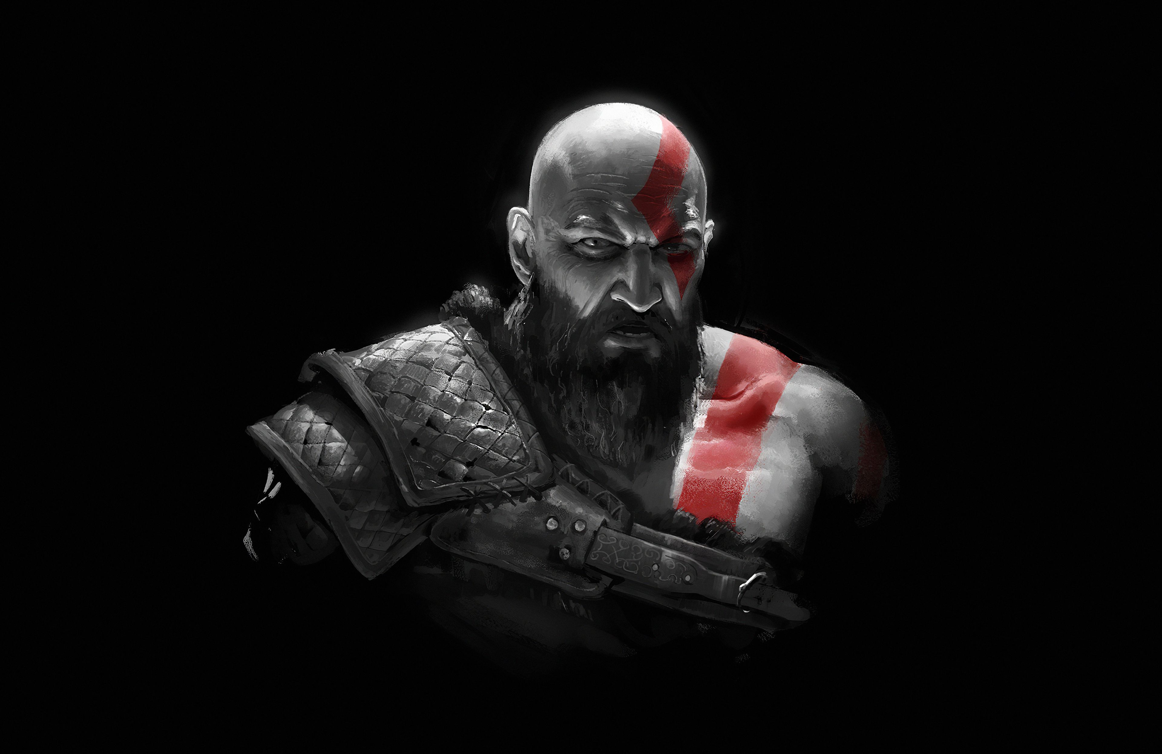 Kratos GoW Amoled Wallpaper, HD Games 4K Wallpaper, Image, Photo and Background