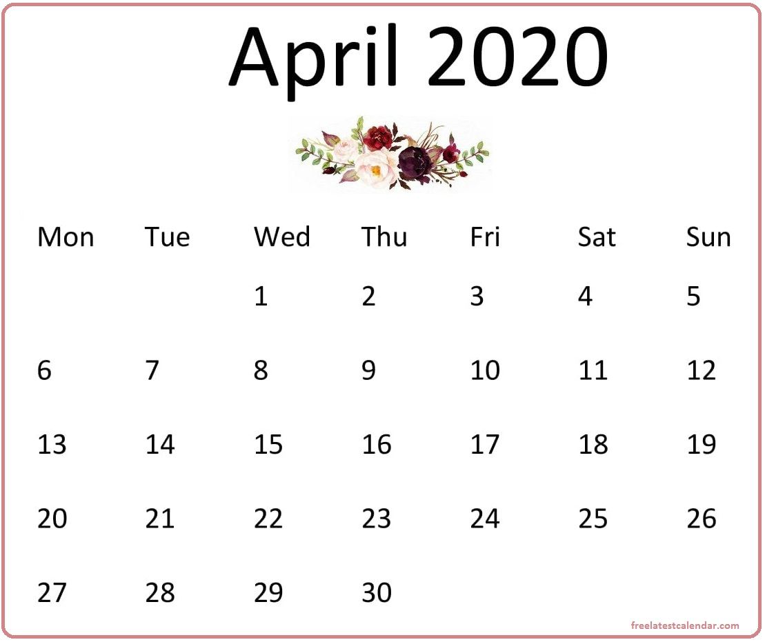 Cute April 2020 Calendar Wall, Desk Design