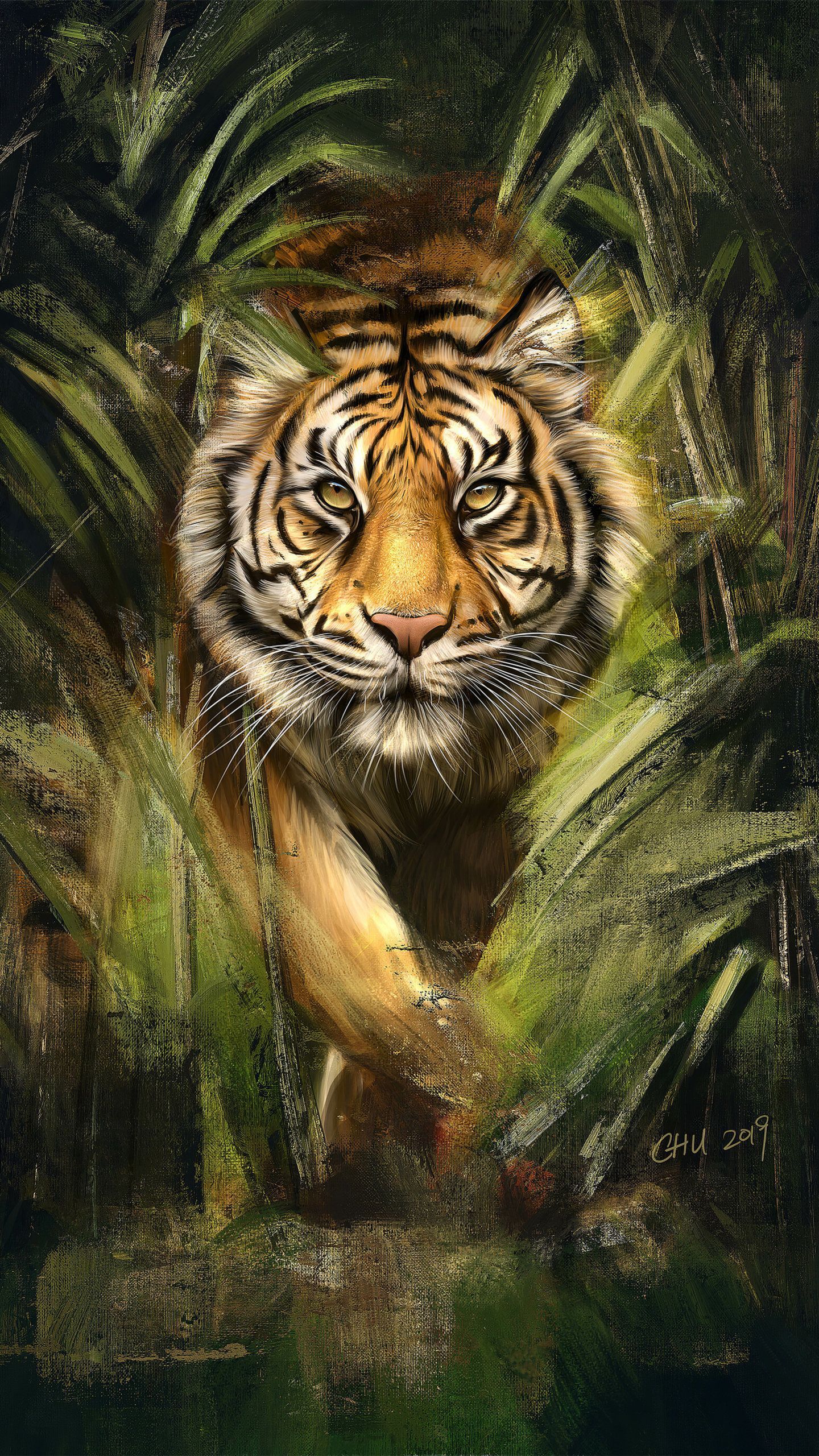 Tiger Painting Art HD Wallpaper (1440x2560). Tiger