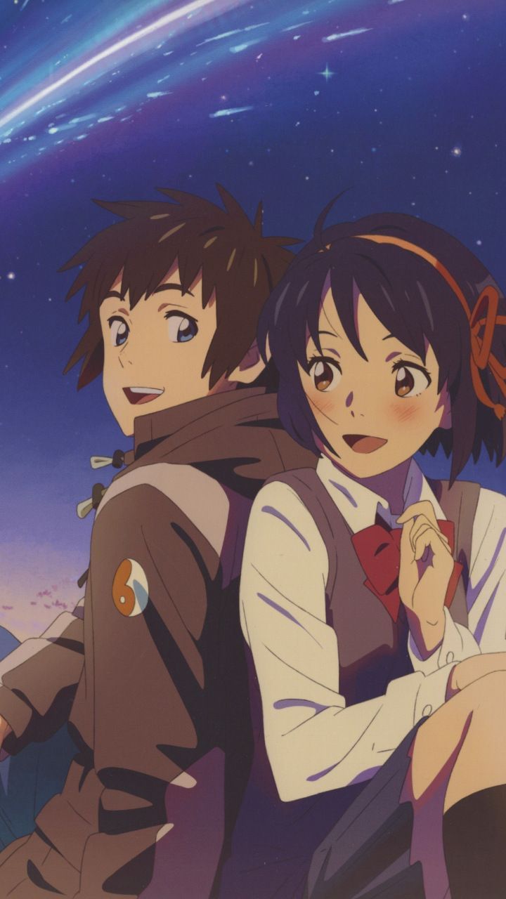 Cute couple, mitsuha miyamizu, taki tachibana, 720x1280 wallpaper. Your name anime, Anime films, Kimi no na wa