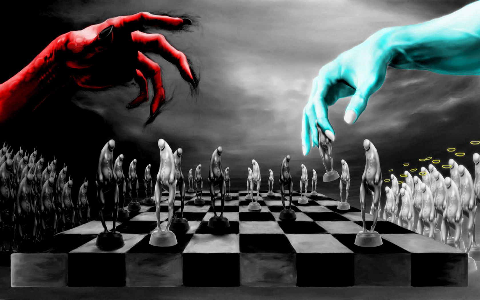 Chess God Vs Devil Wallpaperx1050