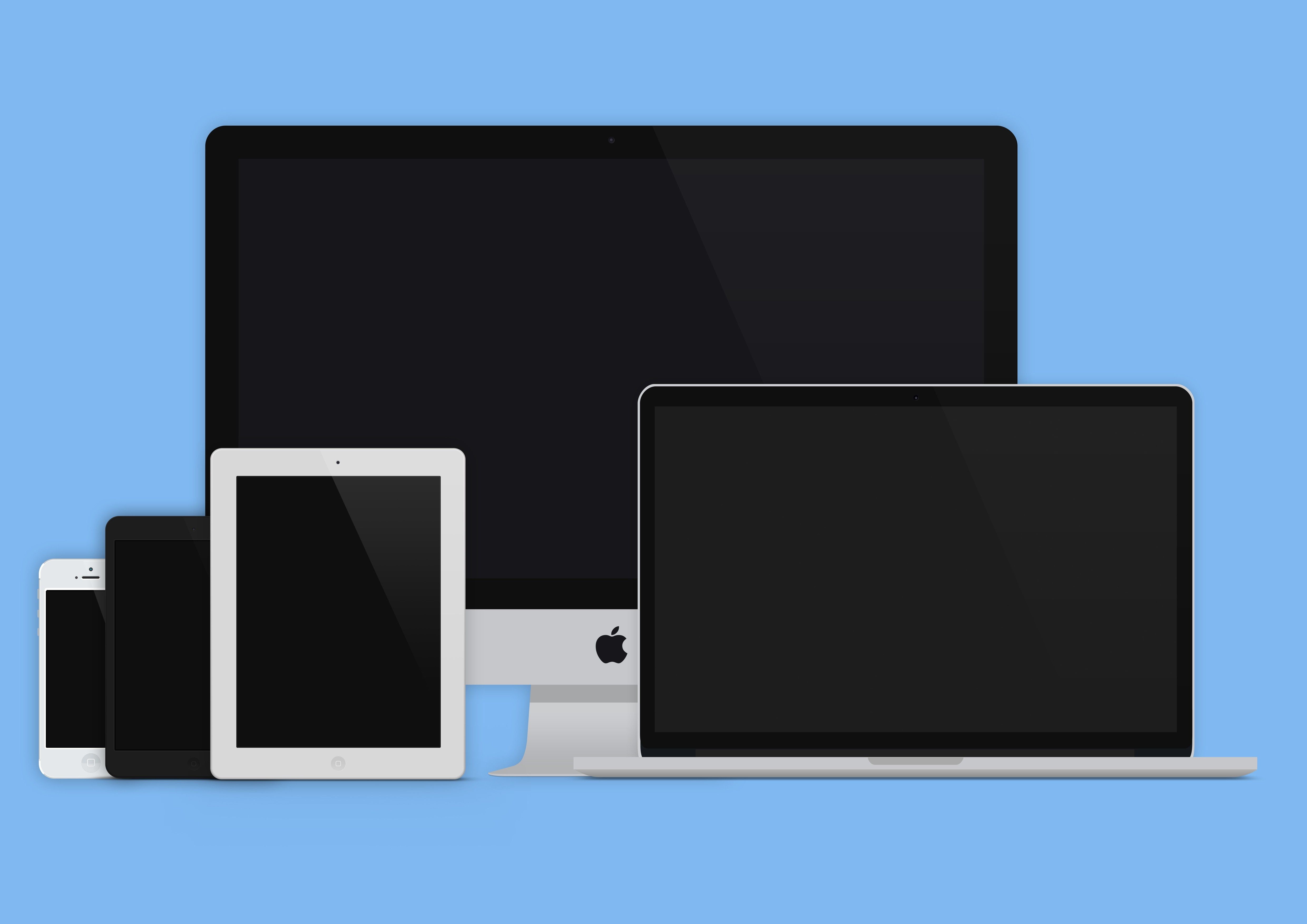 Laptops Flat Graphic Layout Responsive Devices Designers