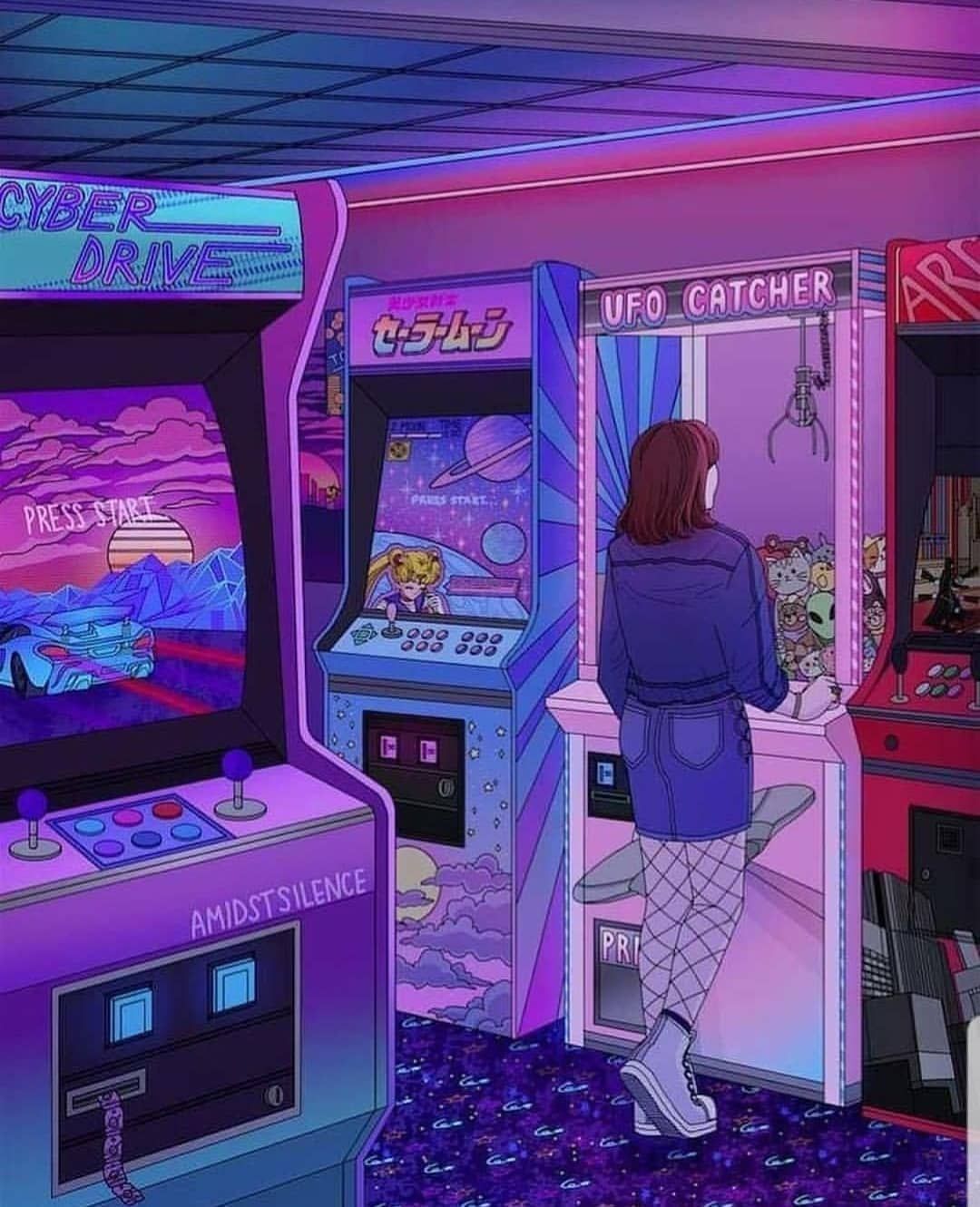 Premium Photo | A retro arcade with glowing pixelated games Generative ai
