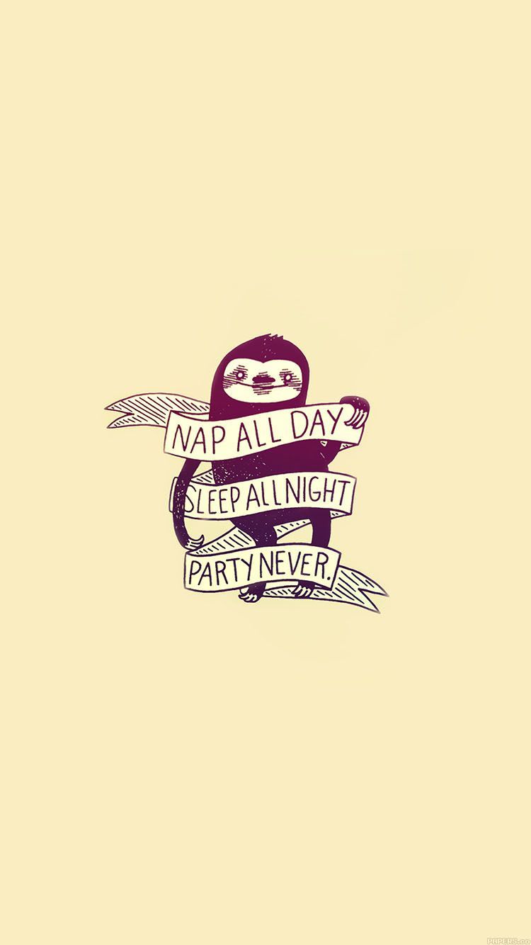 Wallpaper Nap All Day Illust. Cute Sloth, Wallpaper, Cartoon
