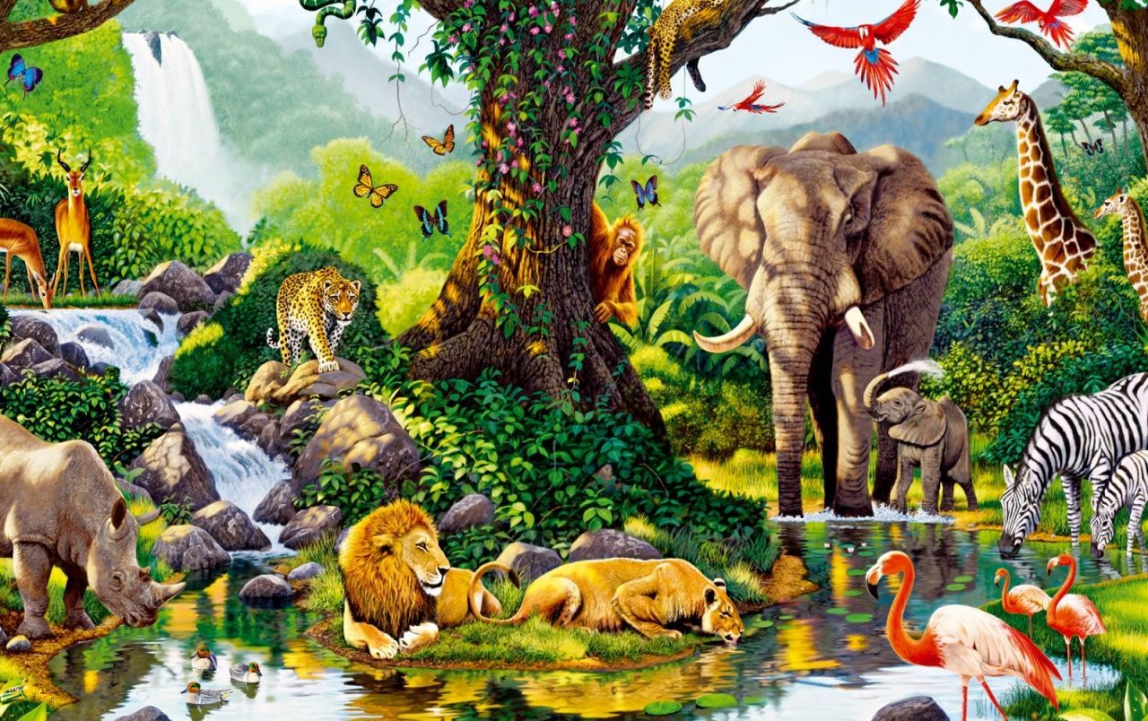 Jungle Animals Seven wallpaper, Jungle Animals Seven ,. Animal mural, Murals your way, Animal wallpaper