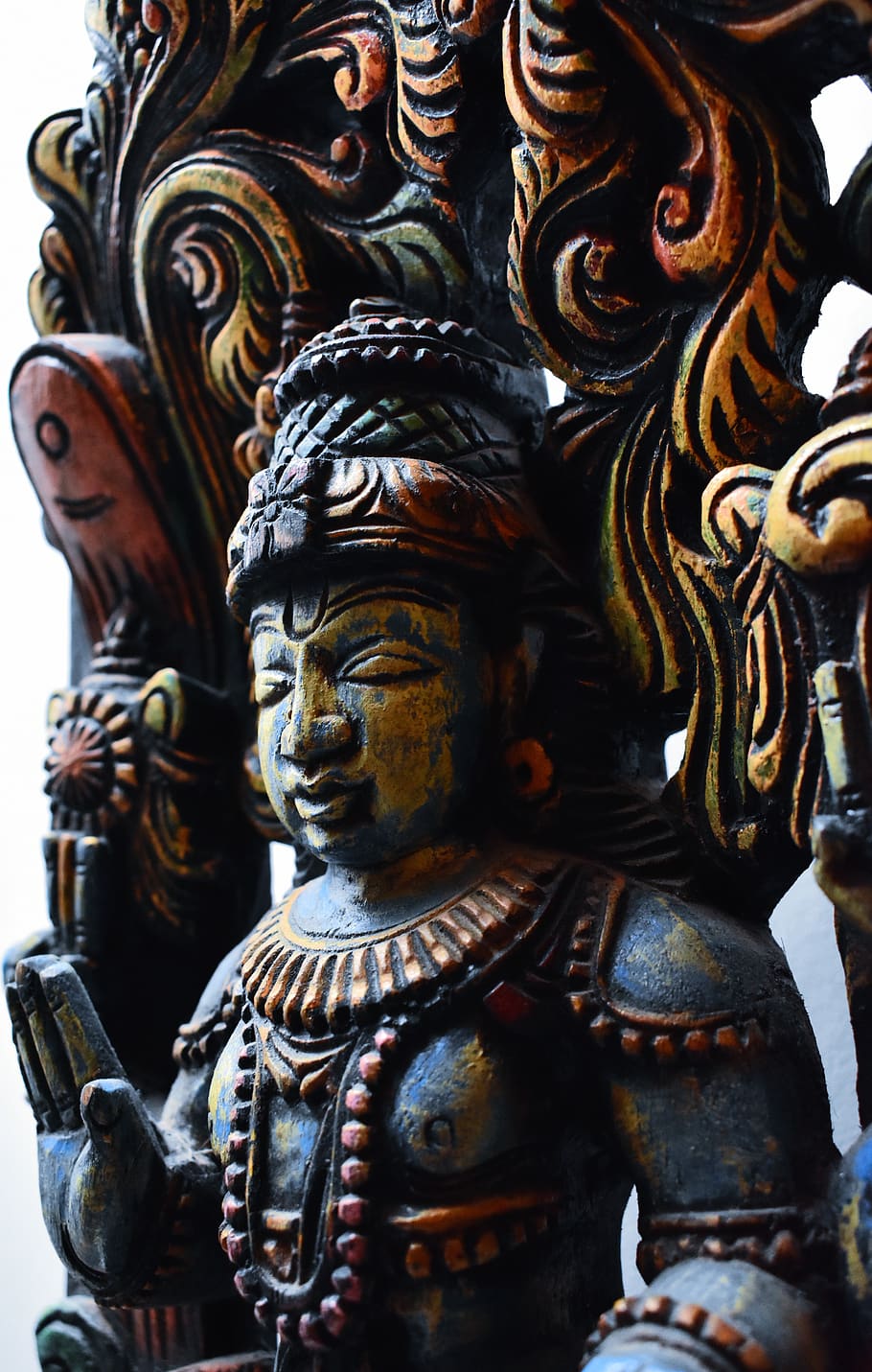 HD wallpaper: god, shiva, statue, portrait, wooden, carving, man