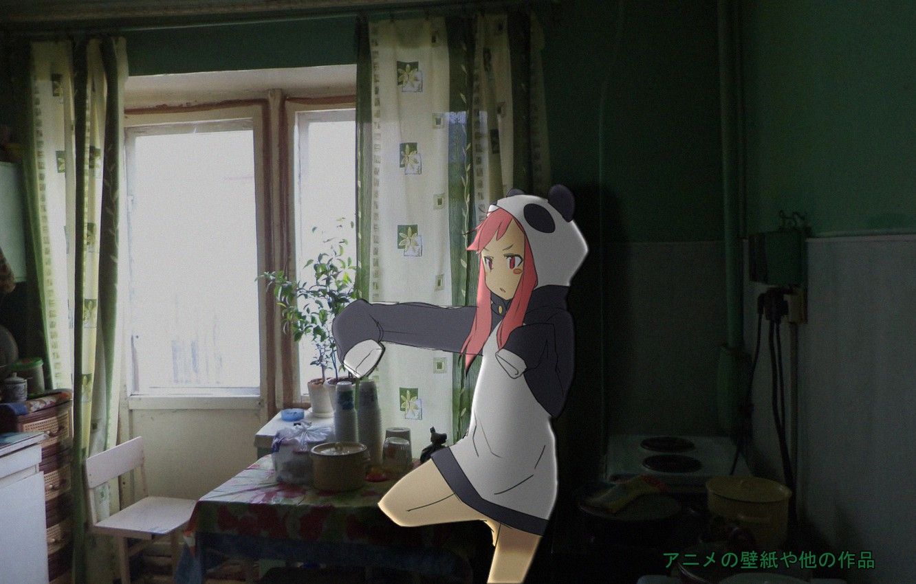Wallpaper girl, room, anime, kitchen, girl, anime, madskillz