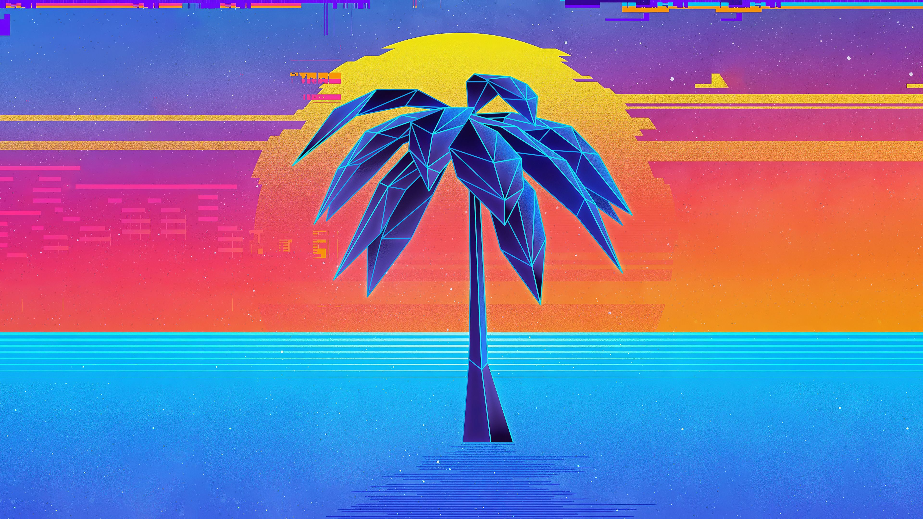 Palm Tree Retro Synthwave 4k, HD Artist, 4k Wallpaper, Image