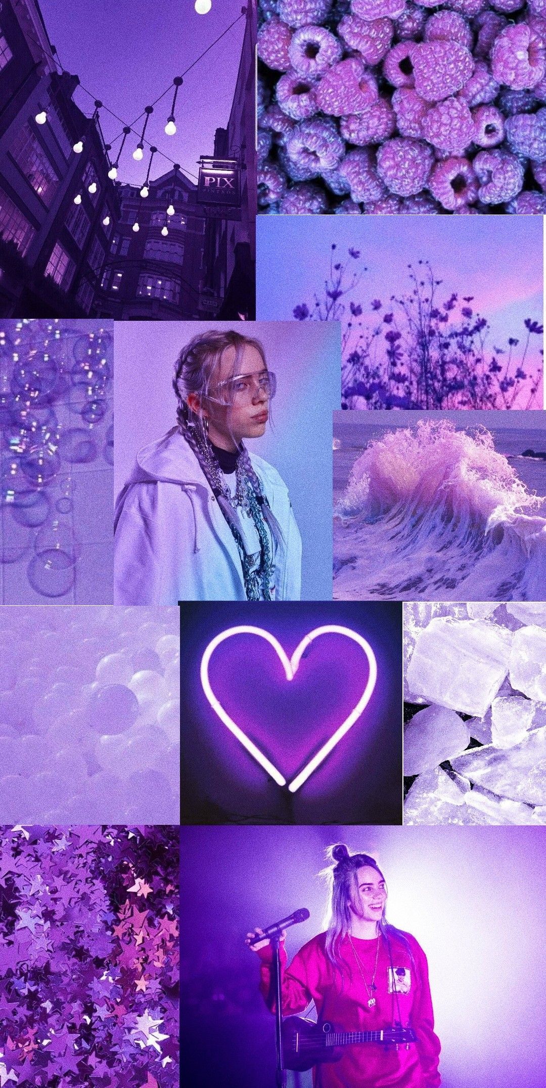 neon purple aesthetic wallpaper collage