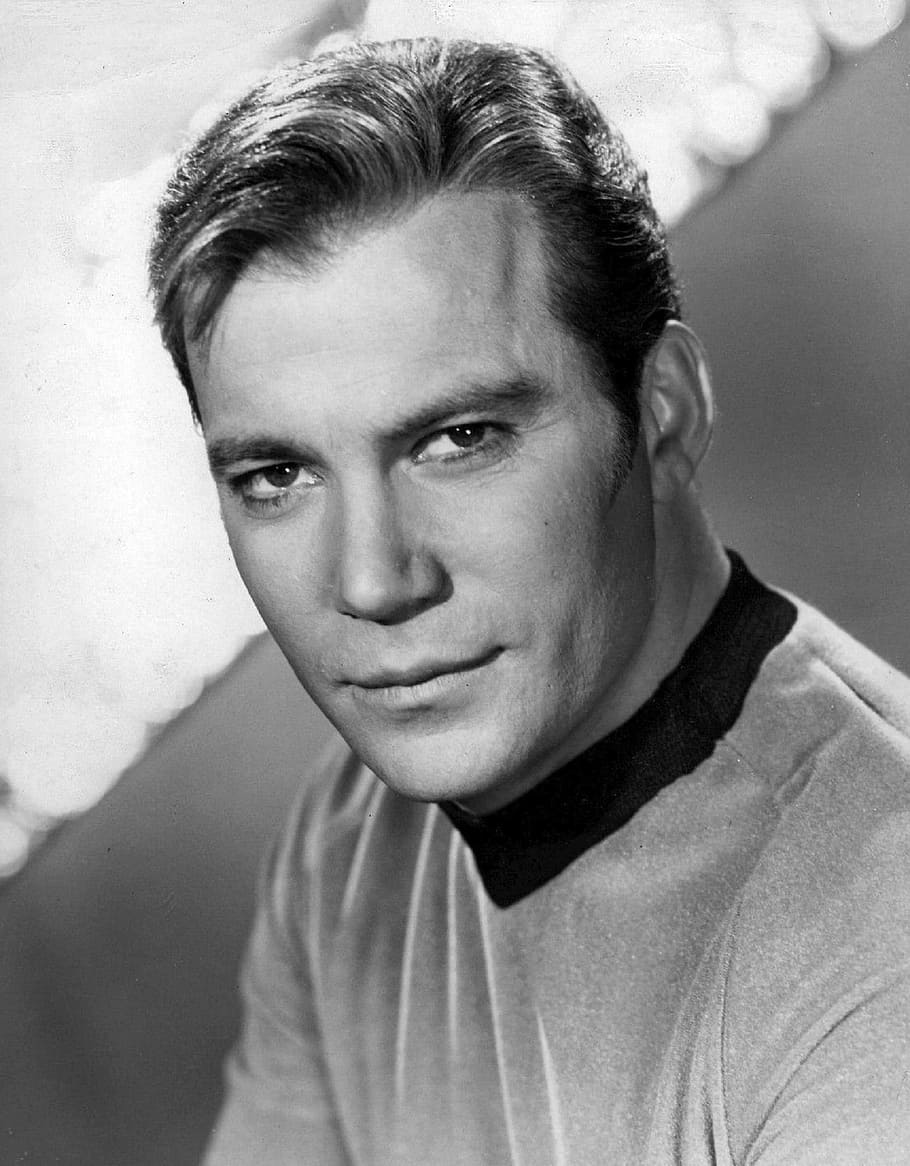 HD wallpaper: grayscale photo of man, william shatner, captain