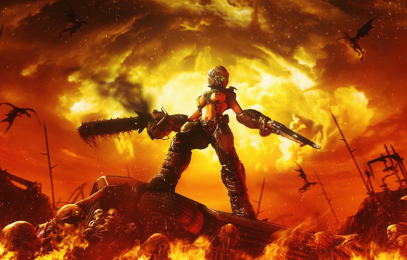 Wallpaper weapons, fire, warrior, Demons From The Mars, The Evil