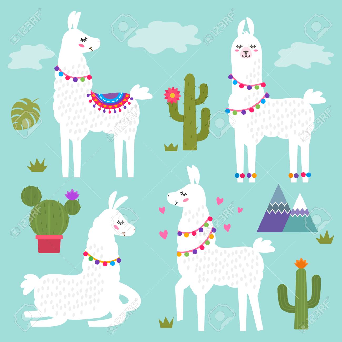 Free download Funny Llama Alpaca With Mountains And Cactus