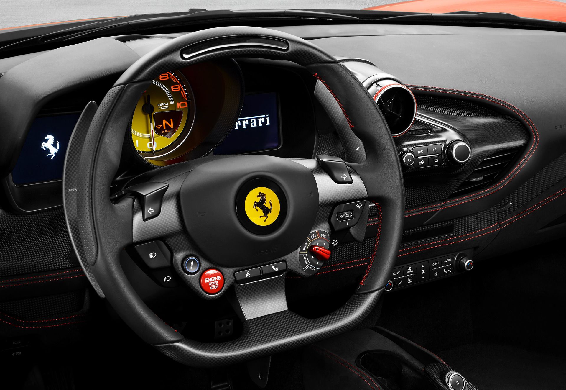Ferrari F8 Tributo Interior Steering Wheel Wallpaper 7