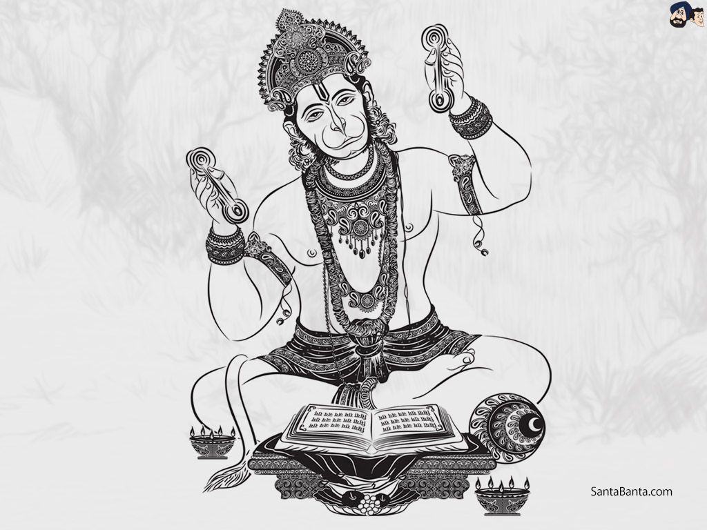 A beautiful and simple drawing and painting of Lord Hanuman meditating -  YouTube