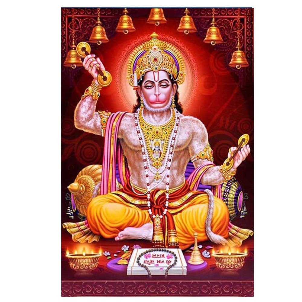 Hanuman in Meditation, Canvas, Vinyl, Art Print, Hindu God, Indian