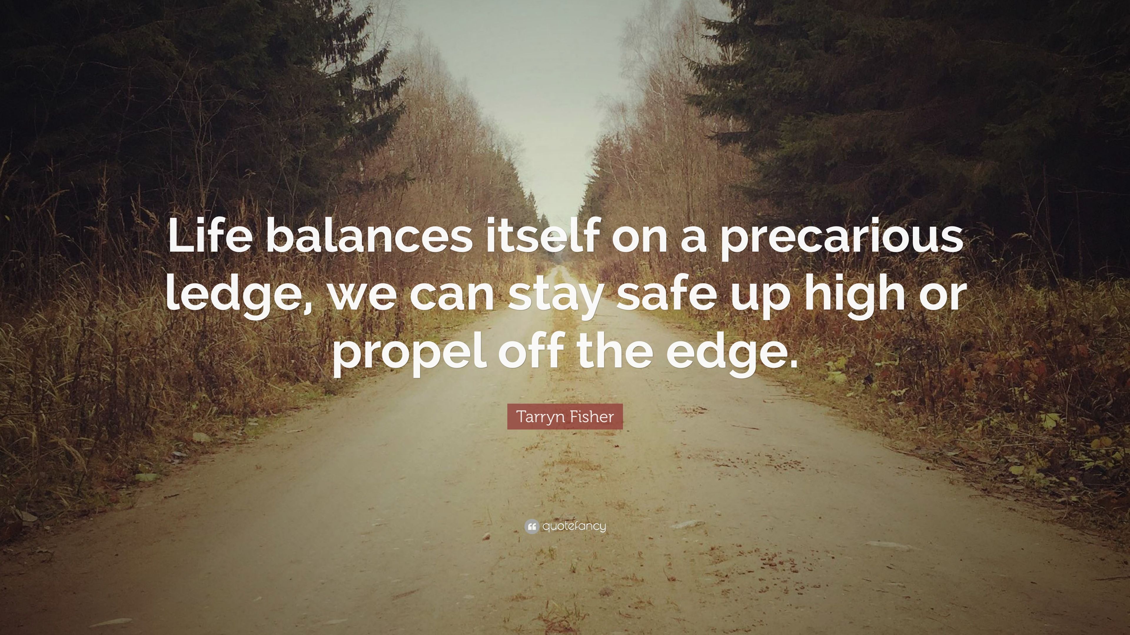 Tarryn Fisher Quote: “Life balances itself on a precarious ledge