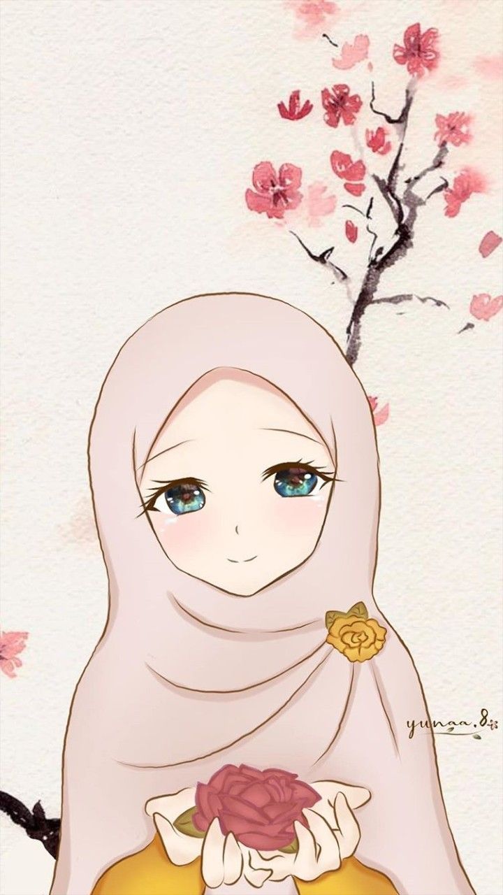 Beautiful and cute hijab girls cartoon pic for wallpapers and