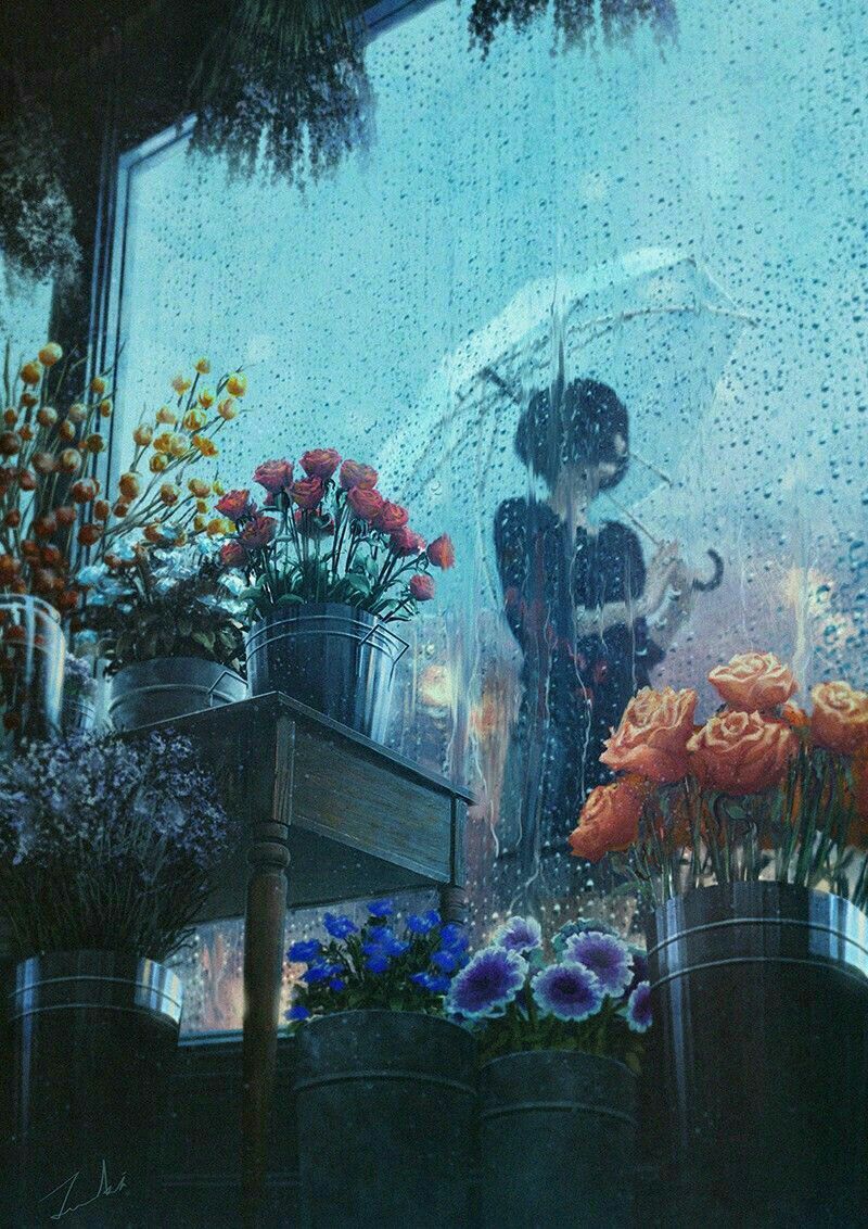 Anime Girl Wait Under The Rain Digital Art by Armand Michel  Fine Art  America