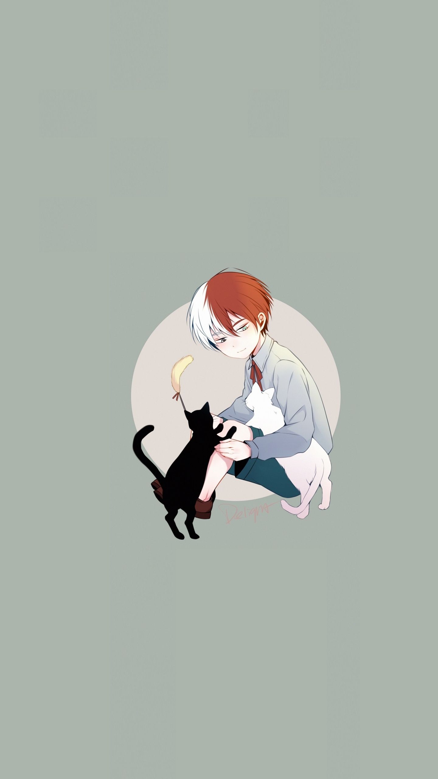 Download Cute, kid, Shouto Todoroki and kittens, art wallpaper