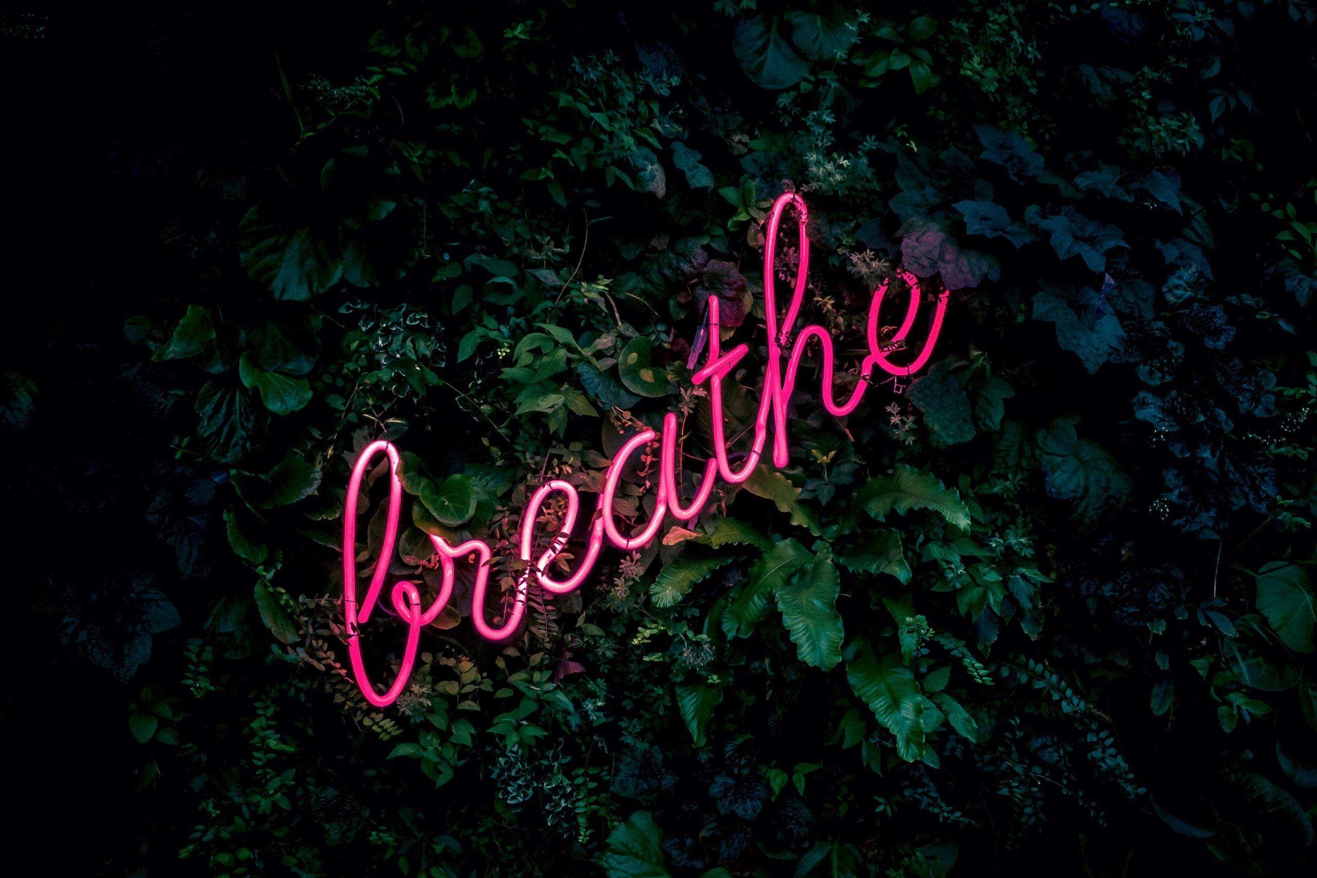 Aesthetic Wallpaper • Pink breathe neon sign wallpaper