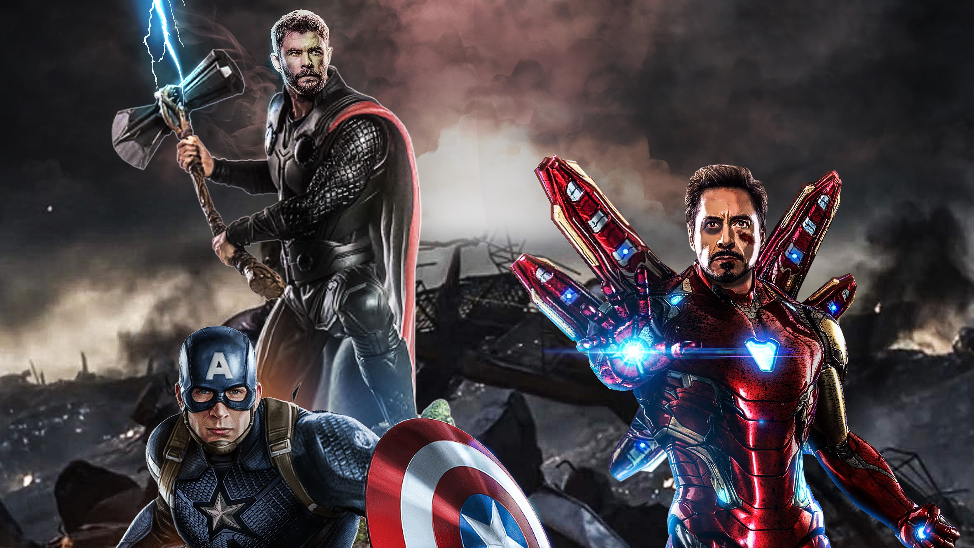 Wallpaper 4k Avengers Endgame The Big Three 4k 2019 movies