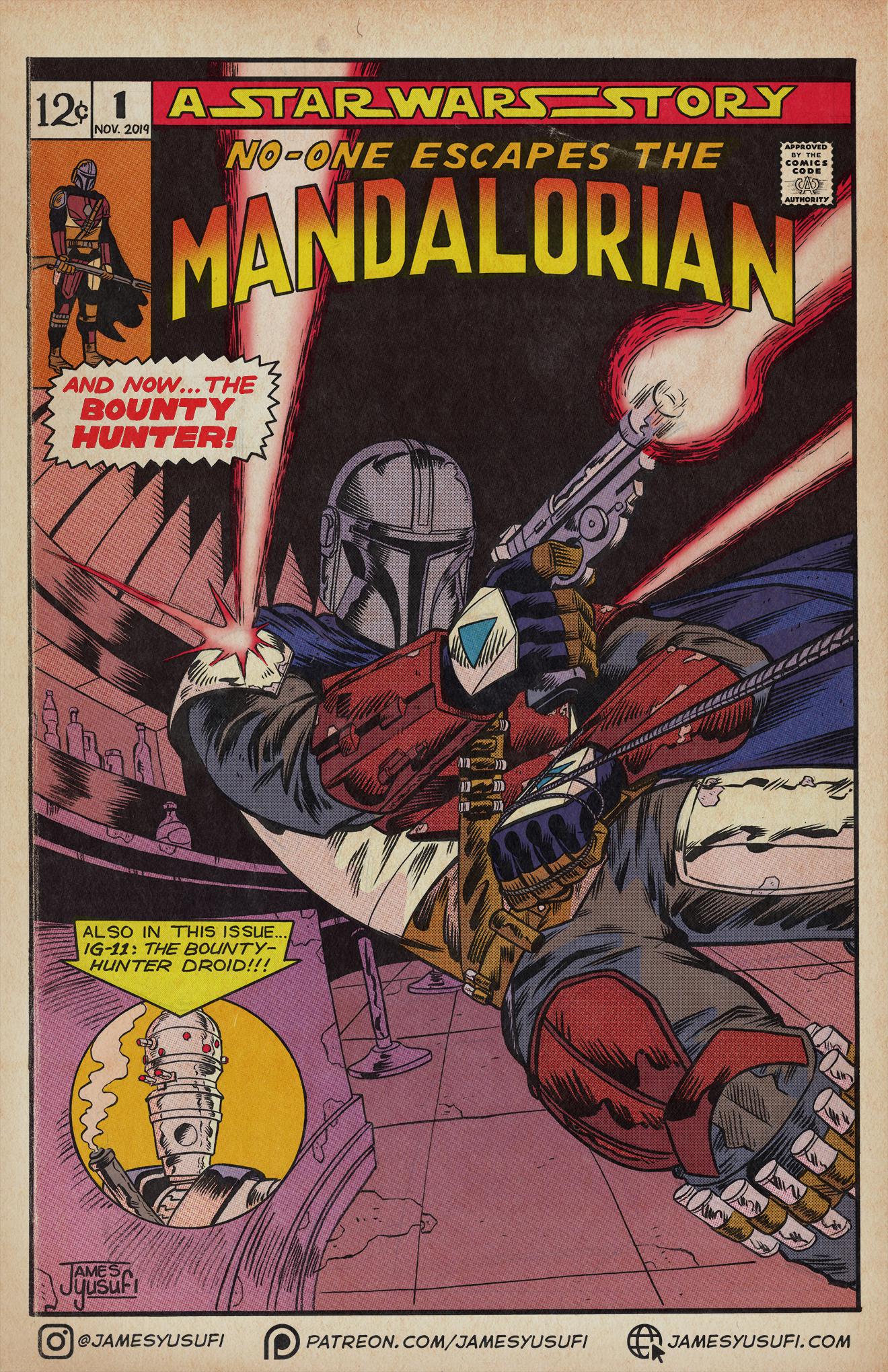 The Mandalorian as a pulpy comic book cover!