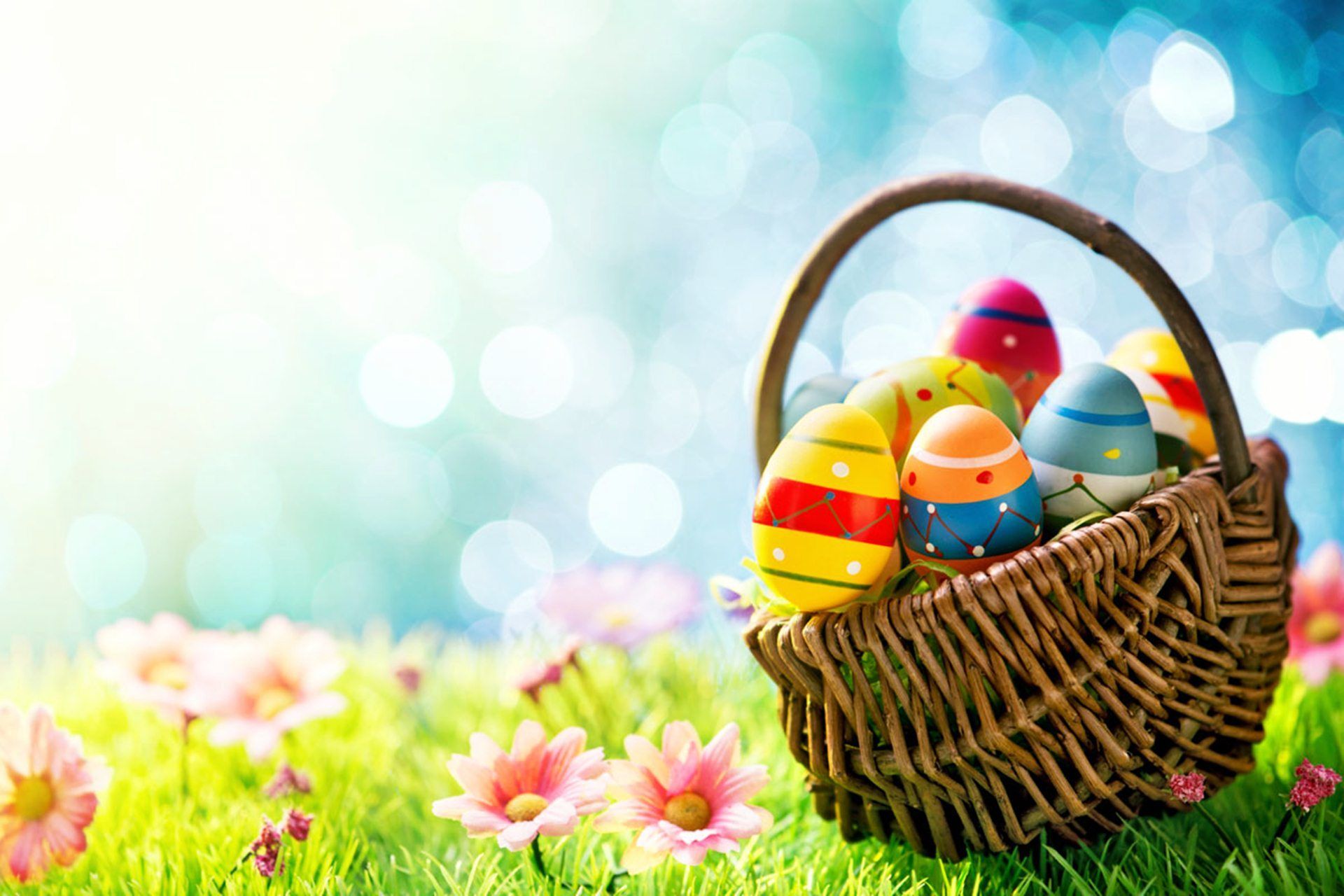 Easter Eggs in a basket wallpaper Easter Image 2020