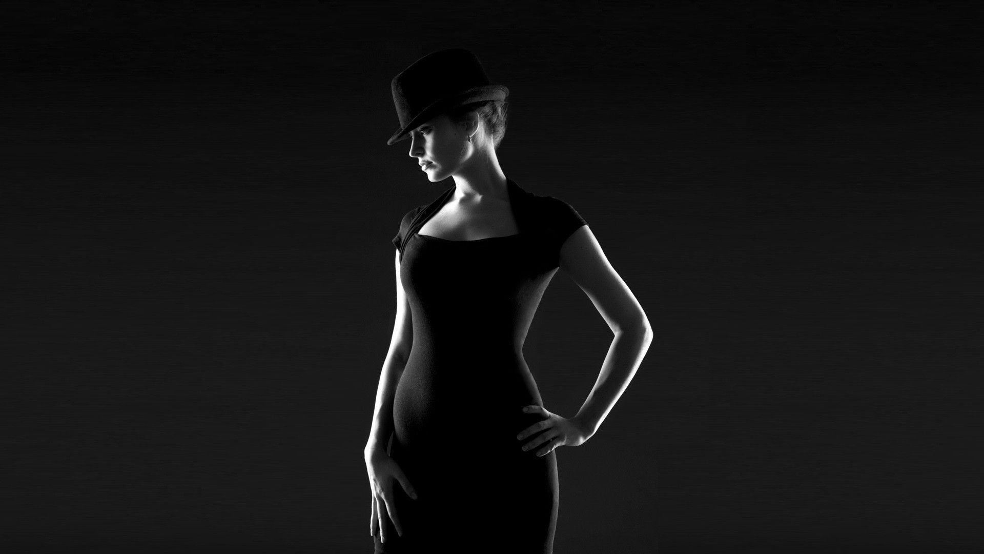 monochrome, Women, Black Dress, Tight Clothing Wallpaper HD